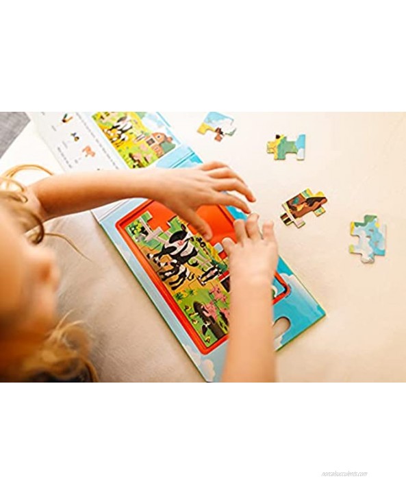 Melissa & Doug Take-Along Magnetic Jigsaw Puzzles Travel Toy – On The Farm 2 15-Piece Puzzles