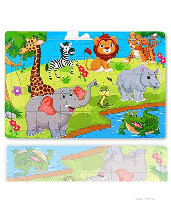Puzzles for Kids Ages 3-5 6 Pack Wooden Jigsaw Puzzles for Toddlers 30 Pieces Preschool Educational Learning Toys Set for Boys and Girls