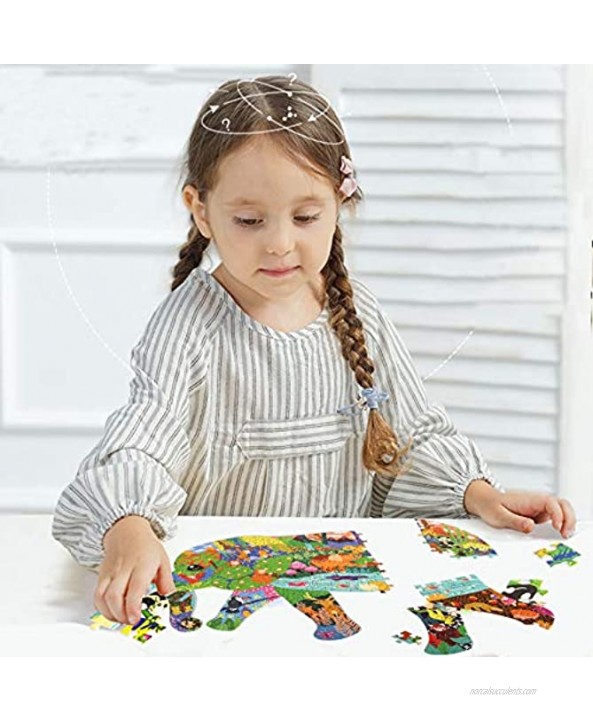 Puzzles for Kids Ages 4-8,8-10 and Adults Elephant Animal Shaped Jigsaw Puzzles 200 Pieces for Wall Home Decor