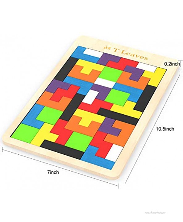 T Leaves Wooden Tetris Puzzles Fun Colorful Puzzles Toys for Kids