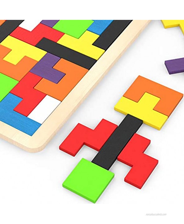 T Leaves Wooden Tetris Puzzles Fun Colorful Puzzles Toys for Kids