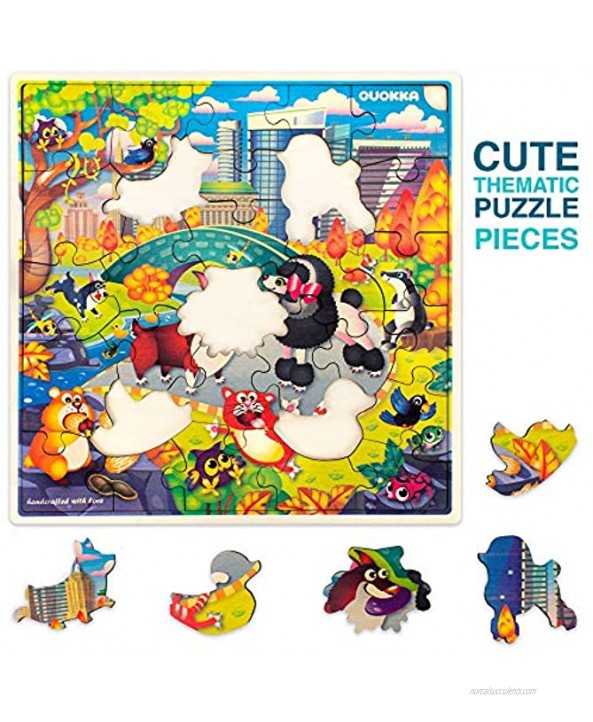 Wooden Jigsaw Puzzles for Kids Ages 3-5 3 x 30 Unique Wood Pieces Toddler Puzzle for 4-8 yo by Quokka Toy for Learning Princess Unicorns Animals Gift Educational Game Boy and Girl 2-4-6