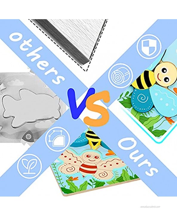 Wooden Jigsaw Puzzles for Toddlers 6 Pack Animal Puzzles for Kids Montessori Toys for 1 2 3 Year Old Toddler Sensory Toy Promotes The Development of Fine Motor Skills Early Learning Educational