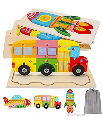 Wooden Toddler Puzzles for Kids Ages 2-4 Preschool Learning Montessori Toys for Toddlers 1-3 Toddler Educational Activities Games for Motor Skills & Birthday Gifts for Girls Boys Age 3 4 5 Year Old