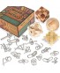 Brain Teasers 22 Pcs for Kids,Teen and Adults Metal and Wooden Puzzles Set 3D Unlock Interlock Assorted Mind IQ Logic Test，Handheld Disentanglement Puzzle Bundle with Sphere Puzzles，Storage Bag
