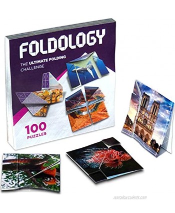 Foldology The Origami Puzzle Game! Hands-On Brain Teasers for Tweens Teens & Adults. Fold the Paper to Complete the Picture. 100 Challenges from Easy to Expert. Ages 10+
