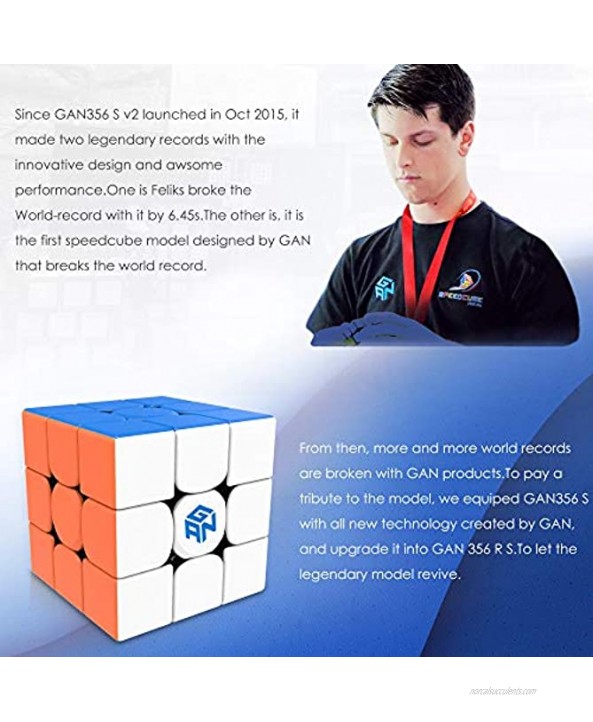 GAN 356 R S 3x3 Speed Cube Gans 3 by 3 Magic Cube Gan356 RS 3x3x3 Speed Cube Puzzle Toy for Kids Adults Stickerless