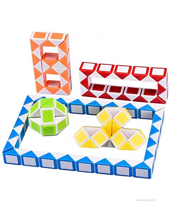 Ganowo 6 Pack Magic Snake Cube Mini Twist Puzzle Collection Brain Teaser Toy Snake Ruler Fidget Toys Sets for Kids Stocking Stuffers Party Favors Goodie Bags Fillers