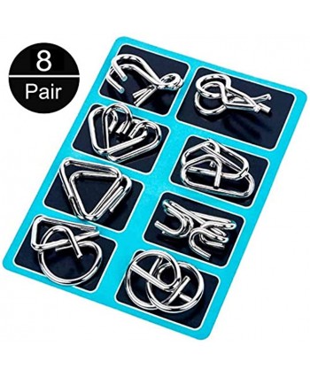 ILamourCar Brain Teasers Metal Wire Puzzle Toys IQ Test Disentanglemen Unlock Interlock Game Chinese Ring Puzzle Brain Teasers for Kids Adults 8-Pack