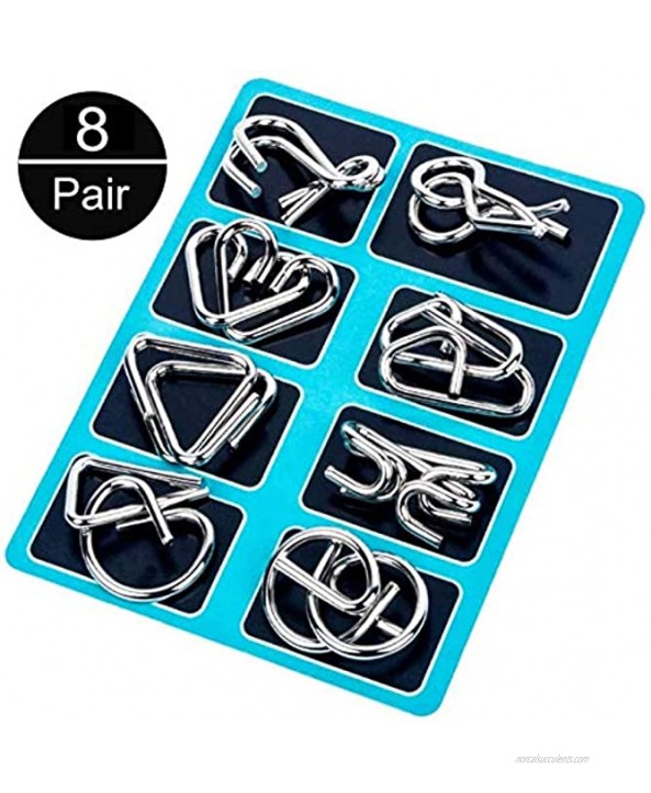 ILamourCar Brain Teasers Metal Wire Puzzle Toys IQ Test Disentanglemen Unlock Interlock Game Chinese Ring Puzzle Brain Teasers for Kids Adults 8-Pack