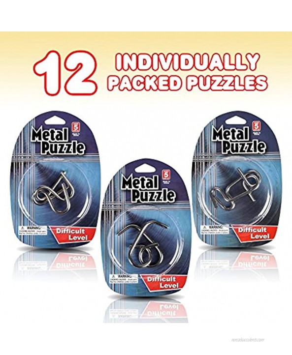 Metal Wire Puzzle Set by ArtCreativity with a 15 Dollar Gift Card Challenge 12 Unique Individually Packed Puzzles Fun Brain Teaser IQ Game for Kids and Adults Great Educational Toy