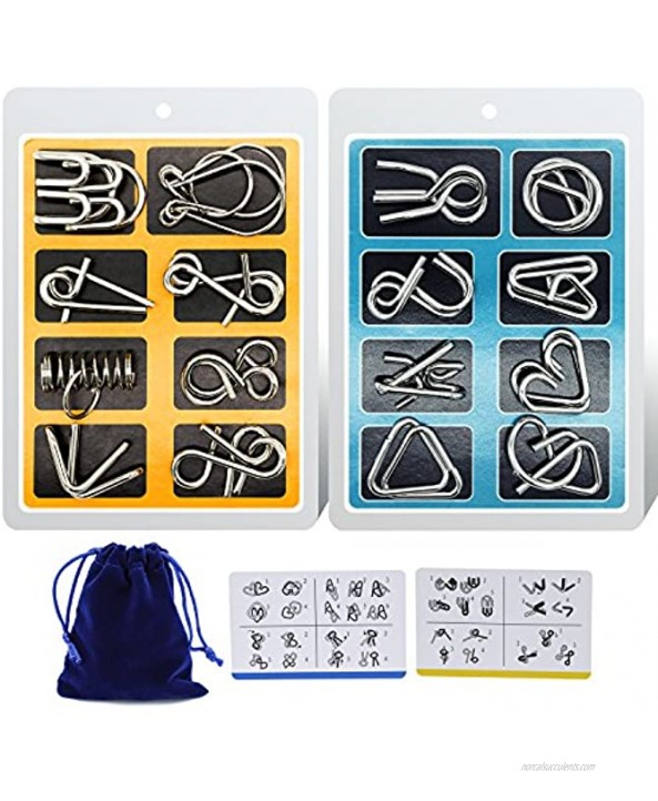 Padike IQ Toys IQ Test Mind Game Toys Brain Teaser Metal Wire Puzzles Magic Trick Toy,Metal Puzzle16 Pack