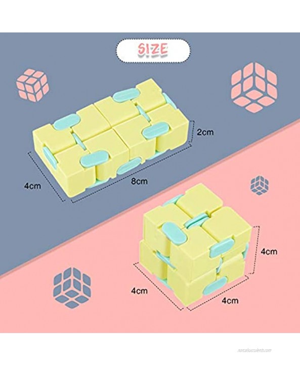 Skylety 2 Pieces Infinity Cube Toy Mini Infinity Cube Infinite Magic Fidget Mini Handheld Infinity Cube Puzzle Toy for Anxiety Relief and Kill Time Pink Yellow