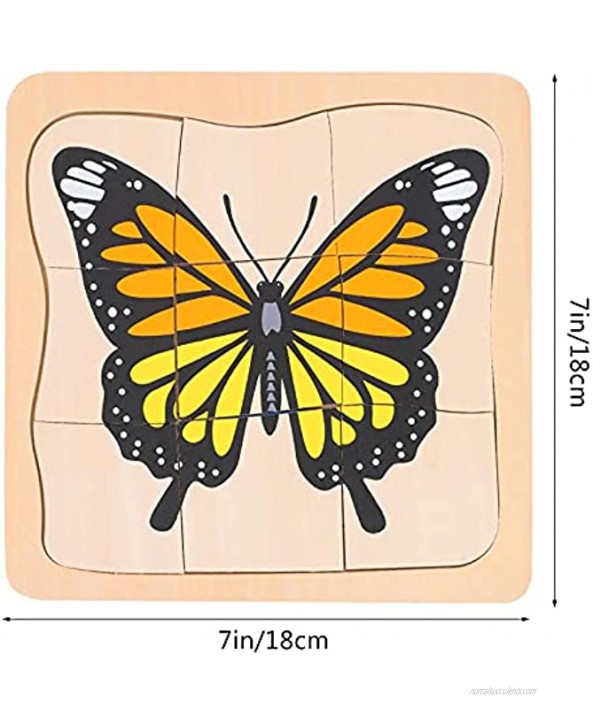 TOYANDONA Wooden Layered Puzzle Butterfly Growth Farm Animal Puzzle Life of a Butterfly Montessori Early Educational Toy for Toddler Birthday Gift