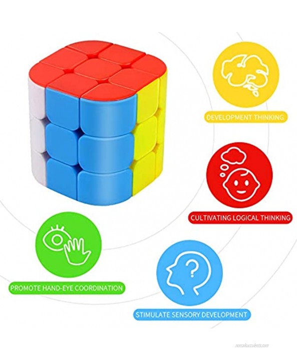 3x3 Cylinder Speed Cube 3x3x3 Stickerless Puzzle Magic Cube Rubik Cube 3D Puzzle Toys for Kids and Adults