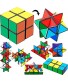 4 Pieces 2 in 1 Combo Infinity Cube Toy Magic Star Cube Transforming Geometric Puzzle Toys Cool Fidgets Mini Shape Transforming Cube for Teens and Adults