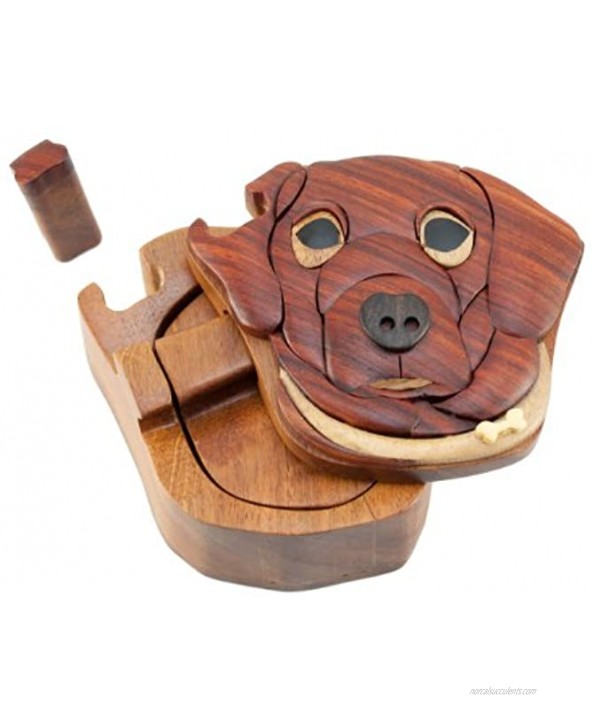 Dog Wooden Puzzle Box Handcrafted with hidden compartment
