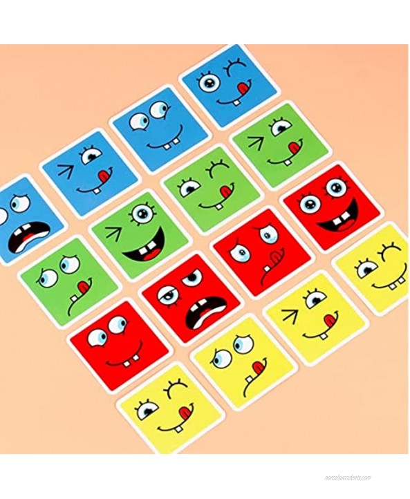 Expression Puzzle Building Cubes Wooden Face-Changing Magic Cube Building Blocks Matching Game Logical Thinking Training Brain Toy Borad Games Educational Montessori Toys B