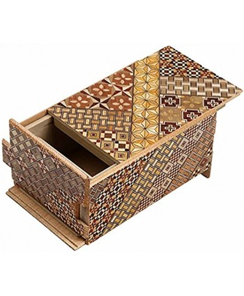 Hakone Yosegi 10 Steps Japanese Decorative Box Wooden Puzzle Box Brain-Teaser Box prepaid Debit Cards Secret Box Hidden compartments for Children and Adults with Gift Box 5in Sakura Package
