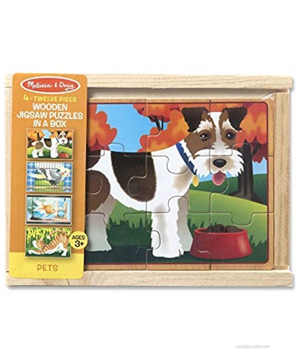 Melissa & Doug Pets 4-in-1 Wooden Jigsaw Puzzles in a Storage Box 48 pcs