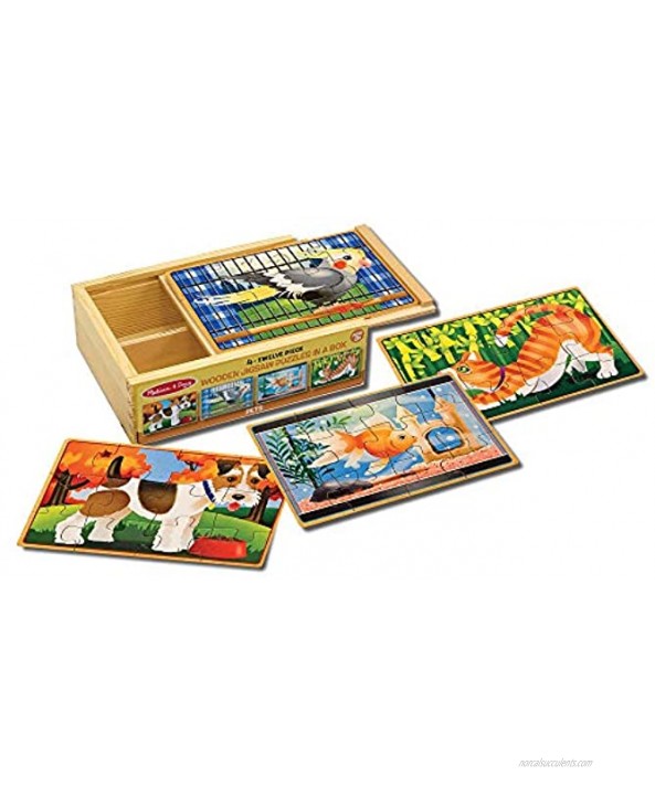 Melissa & Doug Pets 4-in-1 Wooden Jigsaw Puzzles in a Storage Box 48 pcs