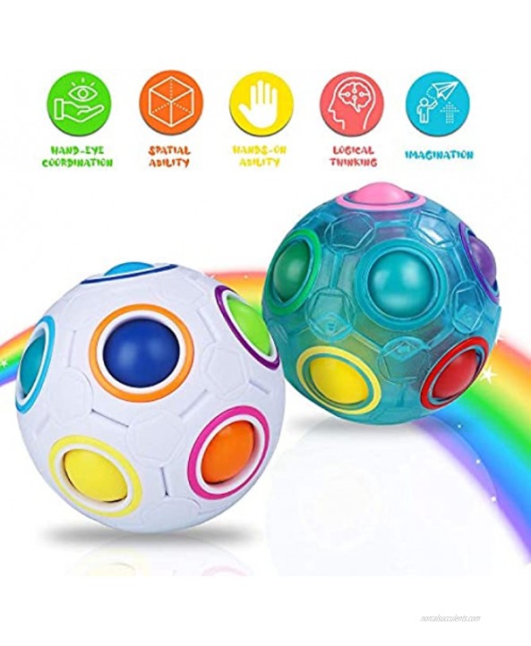 Rainbow Puzzle Fidget Balls Sensory Toy Set 2 Pack Matching Color Memory Game Fidget Cube Magic Block Stress Relief Anti Anxiety Autism Brain Teasers Party Favors Supplies Gift Kids Adults2PCS