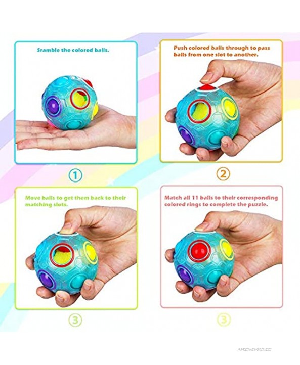 Rainbow Puzzle Fidget Balls Sensory Toy Set 2 Pack Matching Color Memory Game Fidget Cube Magic Block Stress Relief Anti Anxiety Autism Brain Teasers Party Favors Supplies Gift Kids Adults2PCS