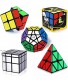 Roxenda Speed Cube Set Speed Cube Bundle of 2x2 3x3 Mirror Megaminx Cube and Pyramid Cube Smoothly Magic Cubes Collection for Kids & Adults [5 Pack]