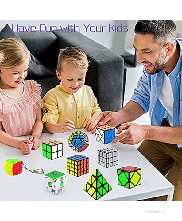 Speed Cube Set Puzzle Cube,9 Pack Magic Cubes Pyraminx Pyramid + 2x2 + 3x3 + 4x4 + Megaminx + Mirror + Mini 3x3 + Skewb + Fenghuolun Puzzle Cube Toy Gift for Kids & Adults