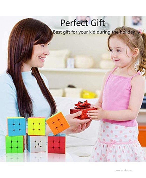 Speed Cube Set Vdealen 3x3x3 Speed Cube Magic Cube Professional Puzzle Cube Set Toy Great Gift for Kid- 6 Pack