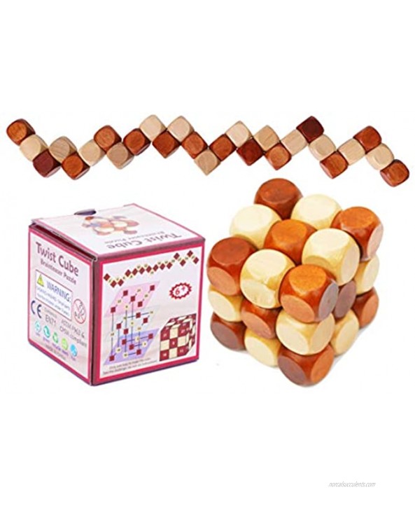Toys of Wood Oxford Wooden Twist Cube IQ Puzzle Wooden Brain Teaser Brain Tteaser Puzzle for Children Teenager Adults Mens Gift Sets-Gift Sets for Him-Gifts for Men Who Have Everything