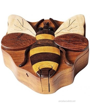 WOOD INTARSIA Bee Secret Wooden Puzzle Box