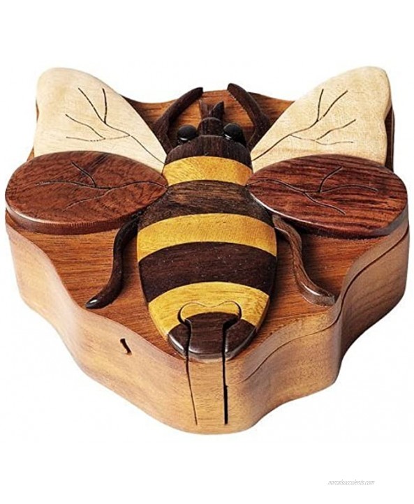 WOOD INTARSIA Bee Secret Wooden Puzzle Box