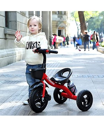WWFAN Toddlers Tricycle for 2-6 Years Old Boys Girls Adjustable Seat & Handlebar Kids Ride-On Pedal Trike with Titanium Rubber Wheels Safe Secure Color : RED