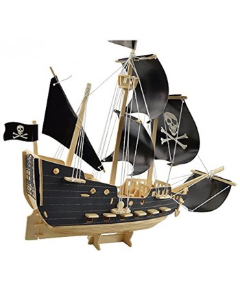 3D Puzzles Pirate Ship Model Kit 129 PCS Educational Toy Brain Teasers Hand Craft Kits for Men Women Kids Birthday Gifts