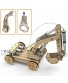 3D Wooden Construction Excavator Vehicle Toys Set STEM Science Kit with Air Pressure System to Build A Wood Excavator Model Including 3 Replaceable Gripper & Digger for Kids