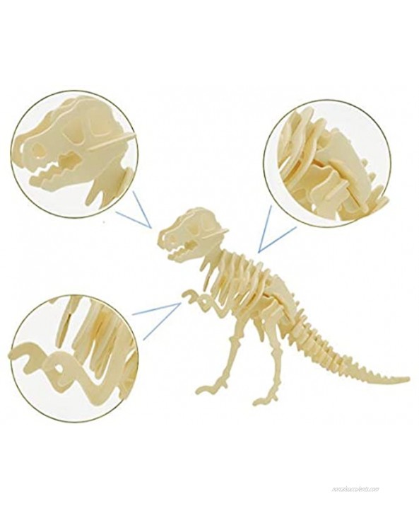 3D Wooden Dinosaur Puzzle 6 Piece Set Wood Dinosaur Skeleton Model Puzzle DIY Wooden Crafts 3D Puzzle STEM Toys Gifts for Kids and Adults