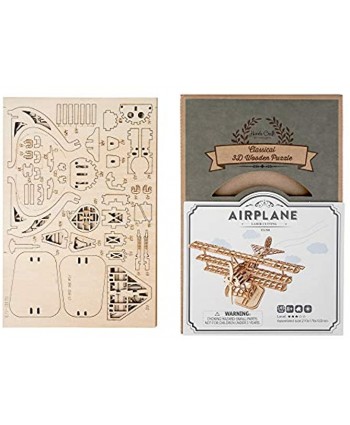 Airplane DIY 3D Wooden Puzzle Model Kit Laser Cut Wooden Puzzle Craft Kit Brain Teaser and Educational STEM DIY Building Model Toy TG301