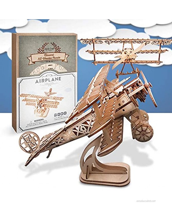 Airplane DIY 3D Wooden Puzzle Model Kit Laser Cut Wooden Puzzle Craft Kit Brain Teaser and Educational STEM DIY Building Model Toy TG301