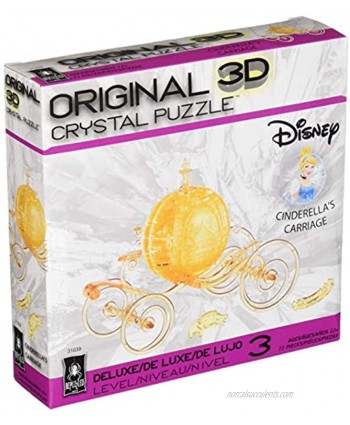 BePuzzled Deluxe 3D Crystal Jigsaw Puzzle Disney Cinderella Carriage Brain Teaser Fun Decoration for Kids Age 12 and Up Gold 71 Pieces Level 3