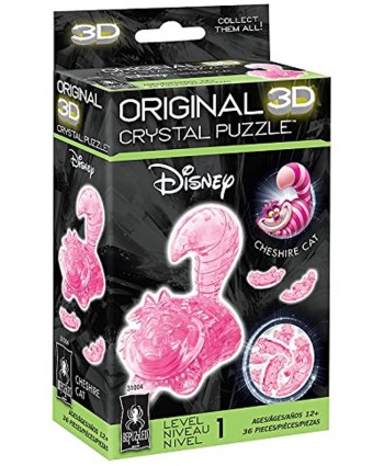 BePuzzled Original 3D Crystal Jigsaw Puzzle Cheshire Cat Disney Alice in Wonderland Brain Teaser Fun Decoration for Kids Age 12 and Up Pink 36 Pieces Level 1