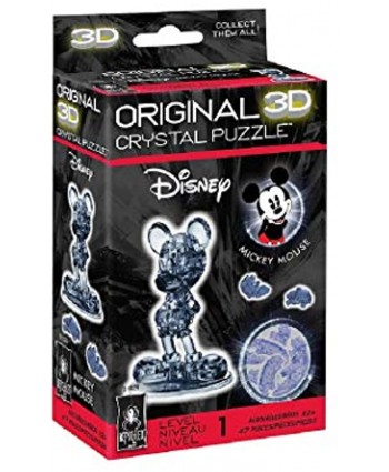 BePuzzled Original 3D Crystal Jigsaw Puzzle Disney Mickey Mouse 2ND Edition Brain Teaser Fun Decoration for Kids Age 12 & Up Black 47Piece Level 1 31029