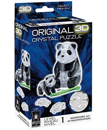 Bepuzzled Original 3D Crystal Jigsaw Puzzle Panda Bear & Baby Animal Assembly Brain Teaser Fun Model Toy Gift Decoration for Adults & Kids Age 12 & Up 50Piece Level 1 31083