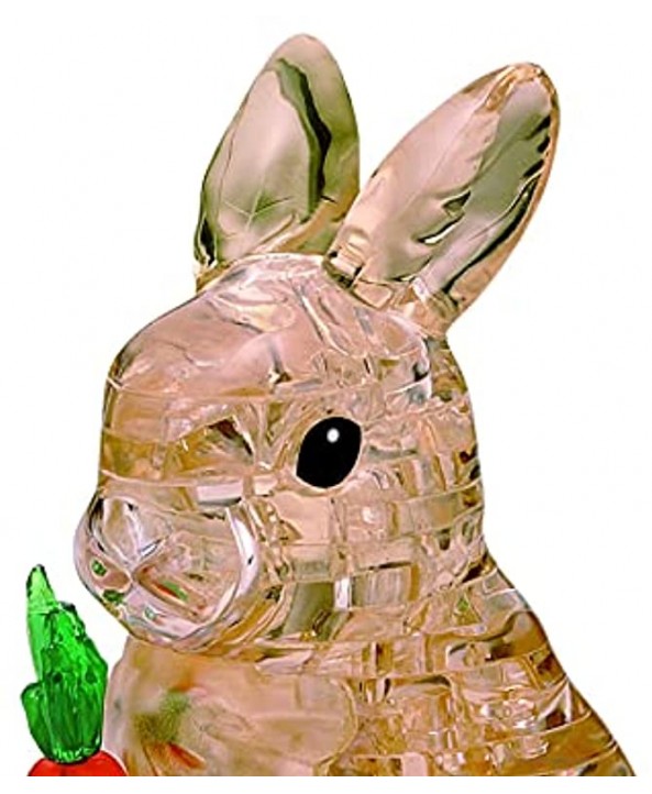 BePuzzled Original 3D Crystal Jigsaw Puzzle Rabbit with Carrot Animal Assembly Brain Teaser Fun Model Toy Gift Decoration for Adults & Kids Age 12 & Up 43Piece Level 2
