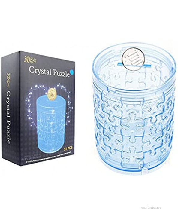 Coin Bank 3D Crystal Puzzle Jigsawm Piggy Bank Creative Puzzles Home Decoration Educational Toys for Adults & Kids Age 10+（Blue）