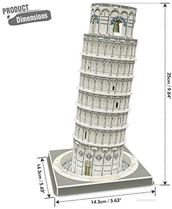 CubicFun 3D Italy Puzzles Architectures Model Building Paper Craft Kits and Toys for Adults Children and Teens Leaning Tower of Pisa 27 Pieces