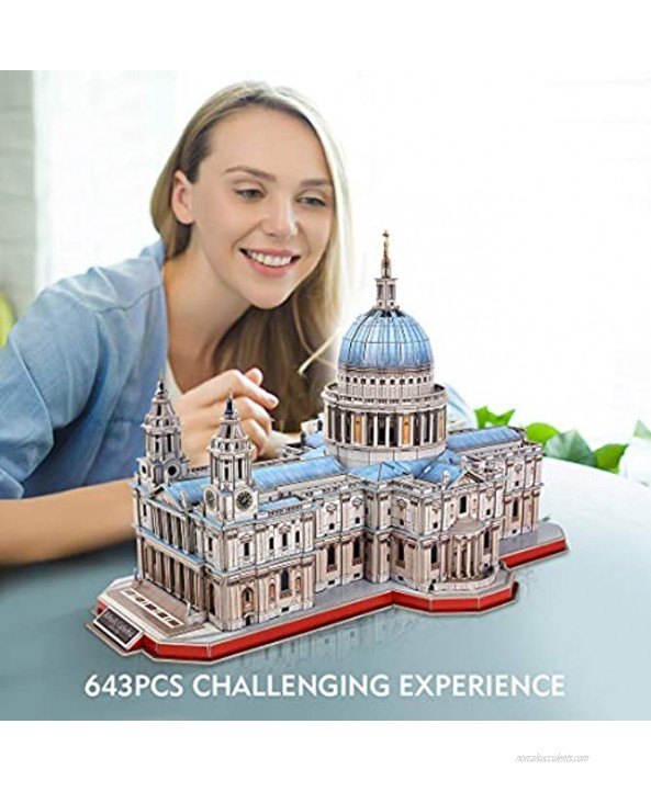 Cubicfun 3D Puzzles Moveable Architecture Model Large Saint Paul's Cathedral Puzzles for Adults Children Building Model Kits Craft Toys 643 Pieces