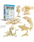 Hands Craft DIY 3D Wooden Puzzle Bundle Set Pack of 6 Sea Animals Brain Teaser Puzzles | Educational STEM Toy | Safe and Non-Toxic Easy Punch Out Premium Wood | JP2B5
