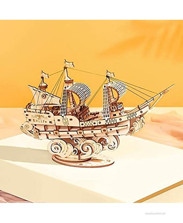 Hands Craft Sailing Ship DIY 3D Wooden Puzzle Model Kit Laser Cut Wood Pieces Brain Teaser and Educational STEM Building Model Toy TG305