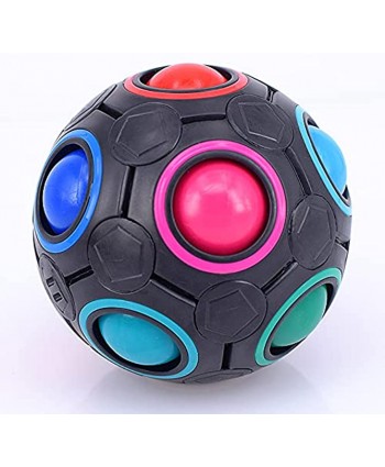 LiangCuber Rainbow Ball Magic Cube Puzzle Toy Magic Rainbow Ball Cube Brain Teaser with 11 Rainbow ColorsBlack Version